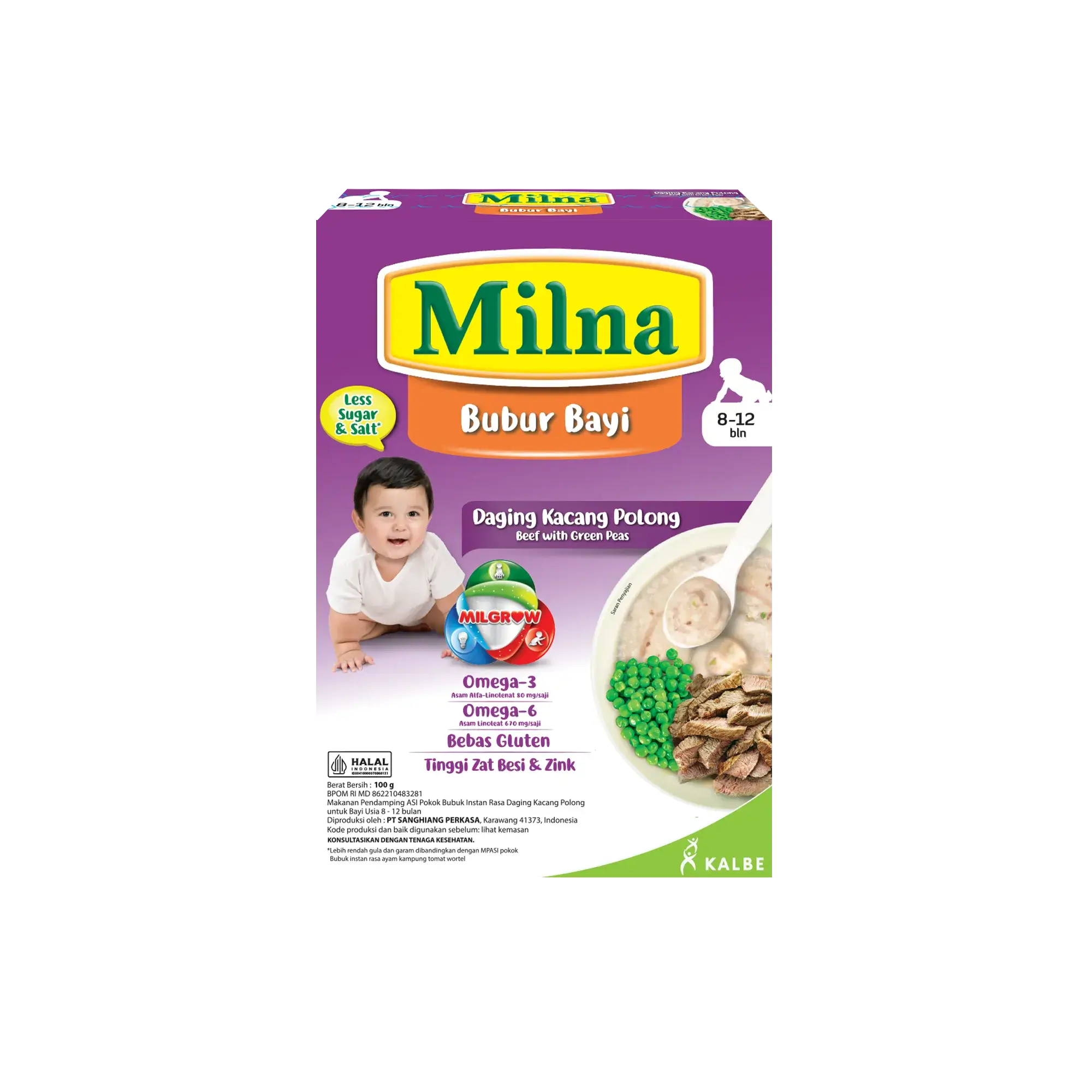 Milna Bubur Bayi Daging Kacang Polong 8-12 Bulan F
