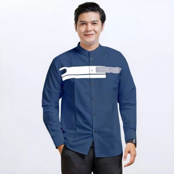 Baju Koko Pria Lengan Panjang Motif Yordan Kombinasi Warna - Image 4