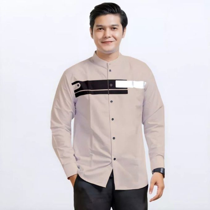 Baju Koko Pria Lengan Panjang Motif Yordan Kombinasi Warna