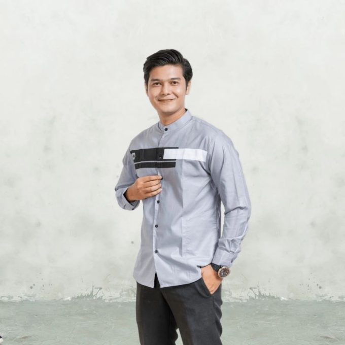 Baju Koko Pria Lengan Panjang Motif Yordan Kombinasi Warna - Image 2