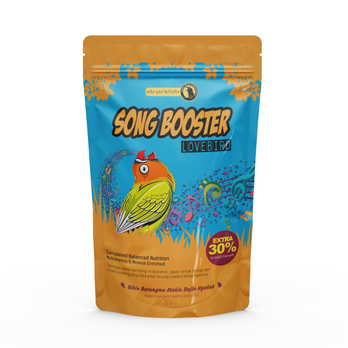SONG BOOSTER LOVEBIRD NUTRIBIRD 150 GRAM PAKAN PUR VOER BURUNG LOVEBIRD