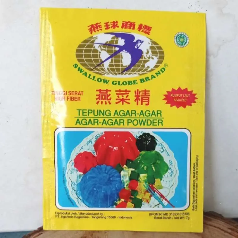 AGAR AGAR SWALLOW GLOBE SACHET 7GR JELLY SWALLOW DUA BURUNG 1 AGAR AGAR SWALLOW GLOBE SACHET 7GR JELLY SWALLOW DUA BURUNG