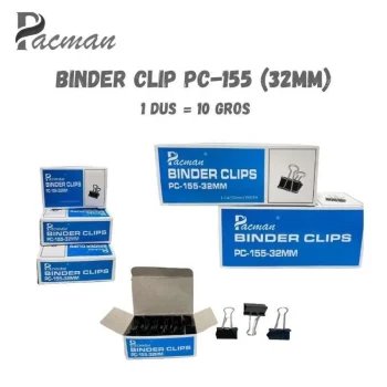 1 PACK ISI 12 PC ~ PC-155 ( 32 mm ) BINDER CLIP PACMAN