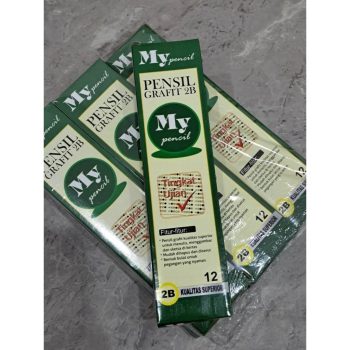 Pencil 2B Hijau Murah / Pensil Kayu MyPencil Komputer [ISI 12 PCS]