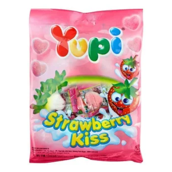 YUPI STRAWBERRY KISS | PERMEN YUPI STRAWBERRY KISS 1 PACK 120gr PERMEN JADUL