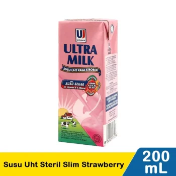 1 DUS ISI 24 ULTRA SUSU UHT STERIL SLIM STRAWBERRY TPK 200mL