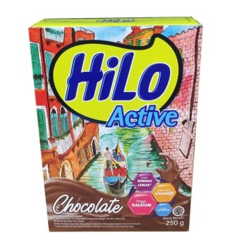 1 DUS ISI 12 HILO ACTIVE SUSU BUBUK HI-CALCIUM CHOCOLATE BOX 250g
