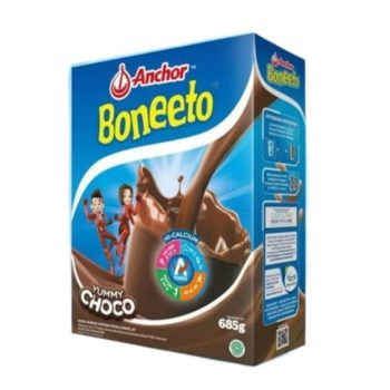 1 DUS ISI 12 ANCHOR BONEETO SUSU BUBUK HI-CALCIUM YUMMY CHOCO BOX 685g