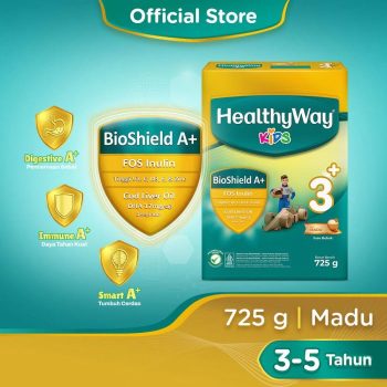 1 DUS ISI 12 HEALTHYWAY 3+ SUSU BUBUK BIO SHIELD A+ MADU BOX 725g