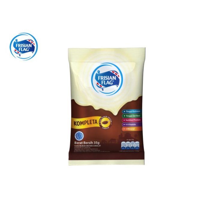1 KARTON ISI 12 FRISIAN FLAG SUSU BUBUK INSTANT KOMPLETA CHOCOLATE RCG 10x35g