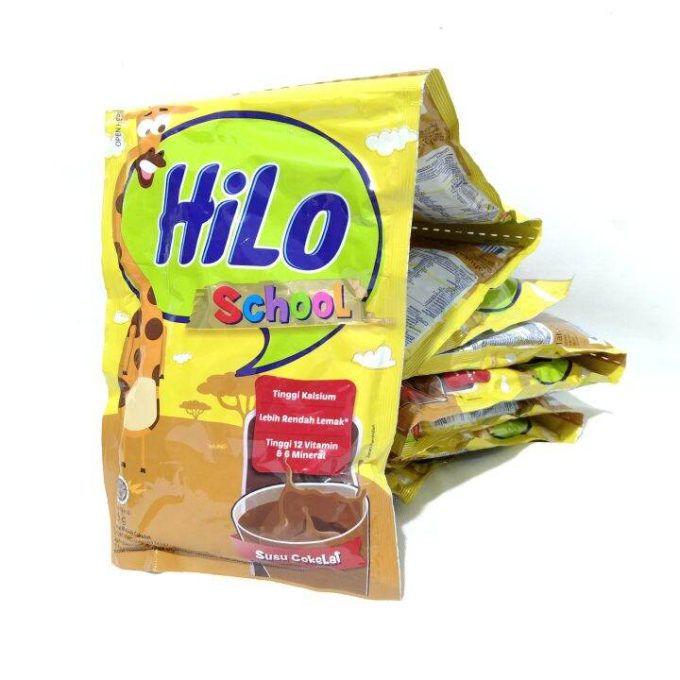 1 DUS ISI 12 HILO SCHOOL SUSU BUBUK HI-CALCIUM CHOCOLATE RCG 10x30g