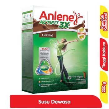 1 DUS ISI 24 ANLENE ACTIFIT 3X SUSU BUBUK HI-CALCIUM COKLAT BOX 250/230g