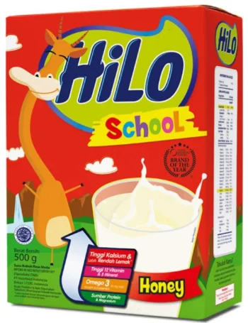1 DUS ISI 12 HILO SCHOOL SUSU BUBUK HI-CALCIUM HONEY BOX 500g