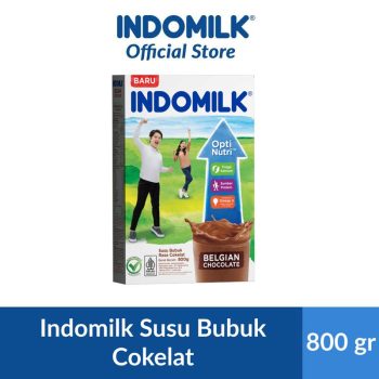 1 DUS ISI 12 INDOMILK SUSU BUBUK OMEGA-3 COKLAT BOX 800g