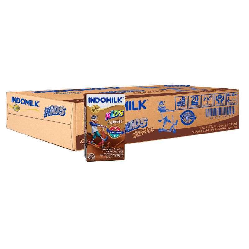 1 KARTON ISI 40 INDOMILK SUSU CAIR UHT KIDS COKELAT TPK 115mL