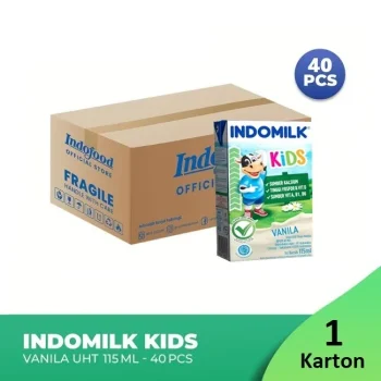 1 KARTON ISI 40 INDOMILK SUSU CAIR UHT KIDS VANILLA TPK 115mL