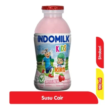 1 DUS ISI 24 INDOMILK SUSU CAIR STRAWBERRY BTL 190mL