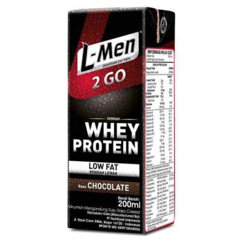 1 DUS ISI 24 L-MEN SUSU CAIR WHEY PROTEIN 2 GO CHOCOLATE TPK 200mL