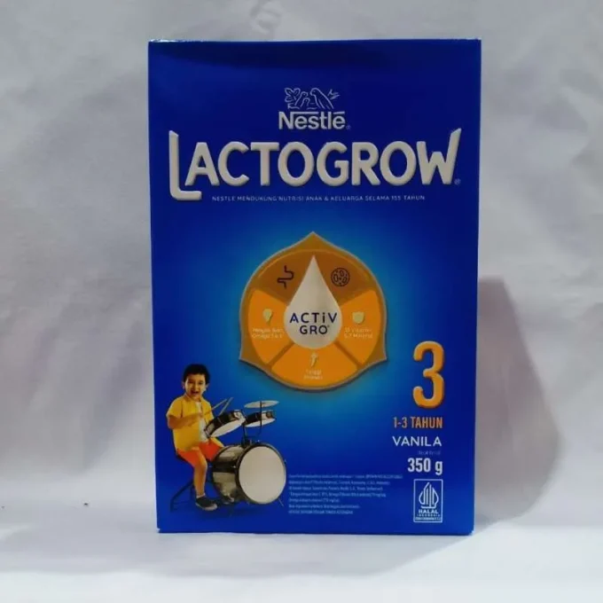 1 DUS ISI 24 LACTOGROW 3 SUSU PERTUMBUHAN DHA+PREBIO 1 BOX 350g VANILA/MADU