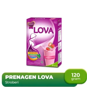 1 KARTON ISI 24 PRENAGEN SUSU BUBUK IBU HAMIL LOVA STROBERI BOX 120g