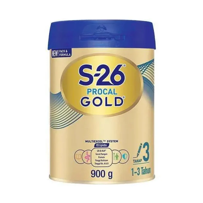 1 DUS ISI 6 S-26 PROCAL GLD SUSU BUBUK PERTUMBUHAN 3 VANILLA (NEW) KLG 900g