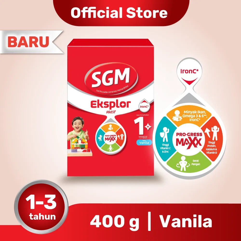 1 DUS ISI 21 SGM EKSPLOR 1+ PRO-GRESSMAXX SUSU PERTUMBUHAN VANILA BOX 400g