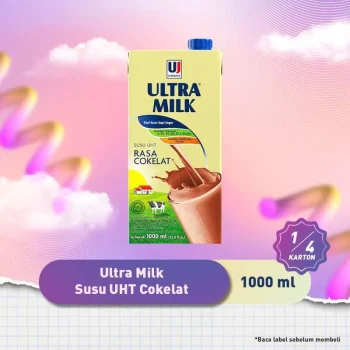 1 KARTON ISI 12 ULTRA SUSU CAIR UHT STERIL CHOCOLATE TPK 1000mL