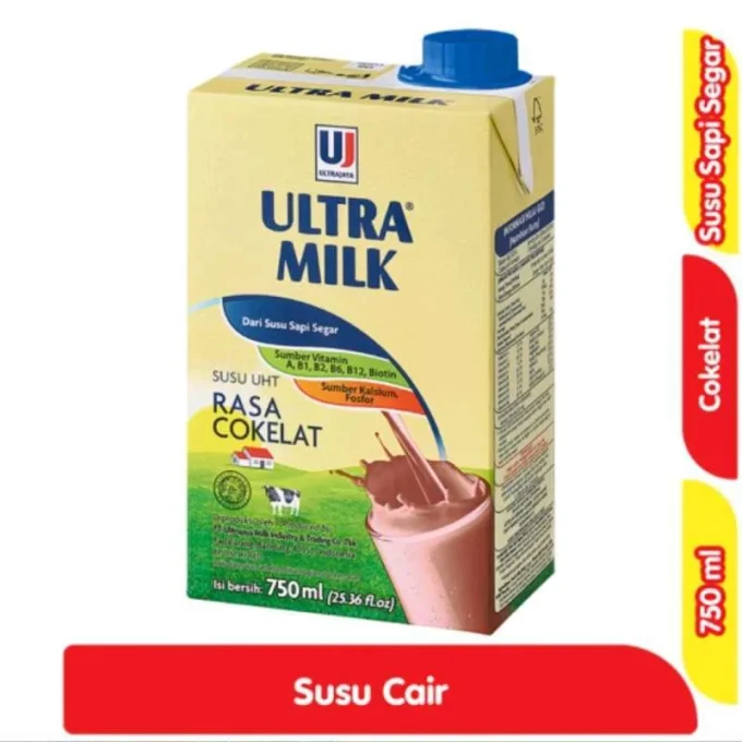 1 KARTON ISI 12 ULTRA SUSU CAIR UHT STERIL CHOCOLATE TPK 750mL