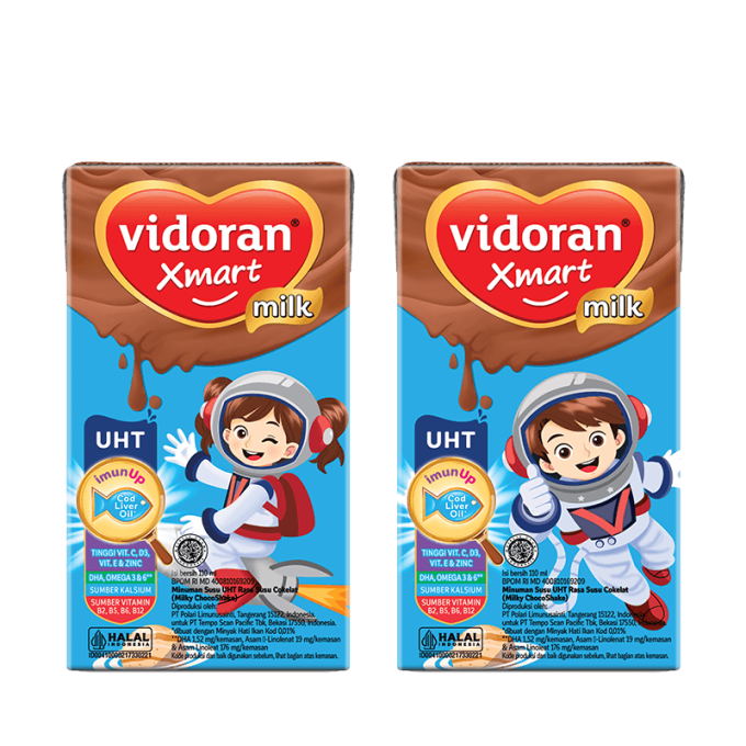 1 DUS ISI 40 VIDORAN SUSU UHT CAIR KIDS COKLAT TPK 115/110mL