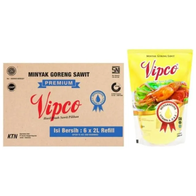 VIPCO MINYAK GORENG REFILL PCH 2000mL (1 Dus / 1 Karton isi 6)