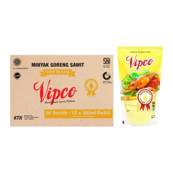 VIPCO MINYAK GORENG REFILL PCH 900mL ( 1 Dus / 1 Karton isi 12)