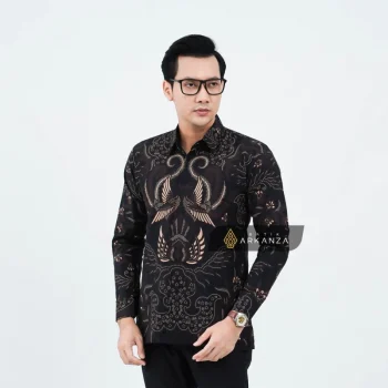 Kemeja Batik Slimfit Motif Mahameru Hitam