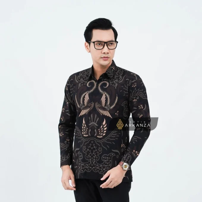 Kemeja Batik Slimfit Motif Mahameru Hitam