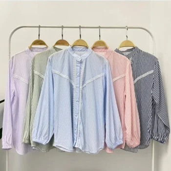 QFM Hanna Lace Top Striped (1534) Korean Blouse Viral
