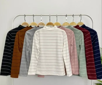 Atasan Wanita | Rinie Stripe Turtleneck Top | Turtleneck Shirt Viral