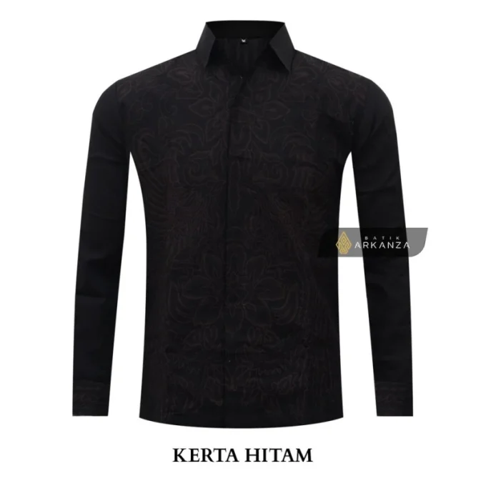 Kemeja Batik Slimfit Motif Kerta Hitam