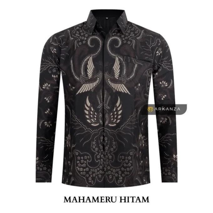 Kemeja Batik Slimfit Motif Mahameru Hitam