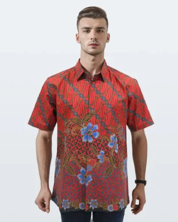 Kemeja Batik Lengan Pendek Parang Ronce – Merah