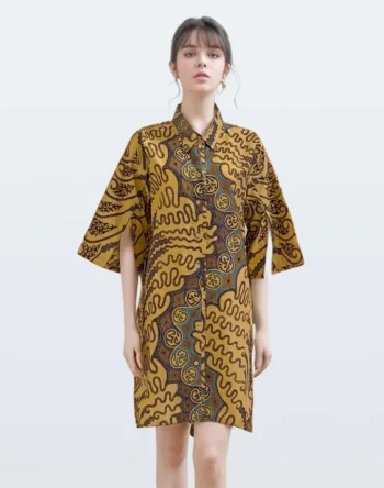 Dress Batik Danar Hadi Lengko Manggar – Cream