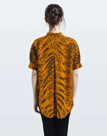 Blouse Batik Lengan Pendek Lengko Manggar Kerah Lingkar – Sogan