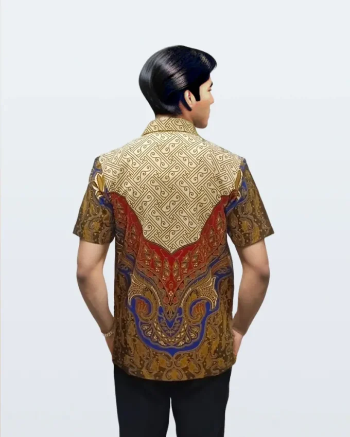 Kemeja Batik Lengan Pendek Benji Rans Lili Biru