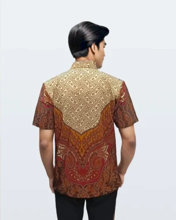 Kemeja Batik Lengan Pendek Benji Rans Lili Cokelat