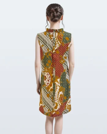Dress Batik Danar Hadi Tambal Sri Wedari Kerah Lingkar Bulat – Hijau