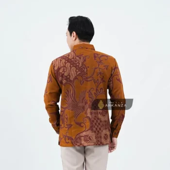 Kemeja Batik Dobby Slimfit Motif Damar Mustard