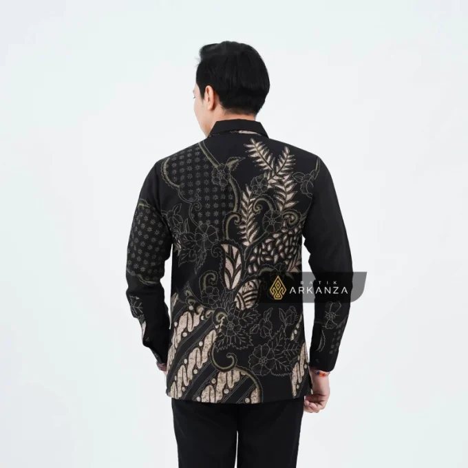 Kemeja Batik Dobby Slimfit Motif Sailendra Hitam