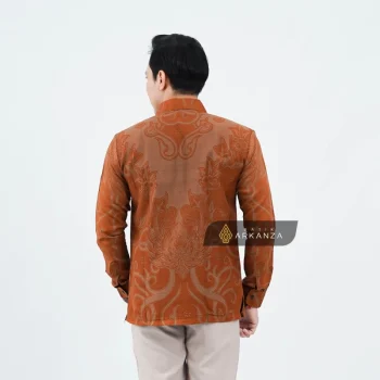 Kemeja Batik Dobby Slimfit Motif Aryasatya Oren