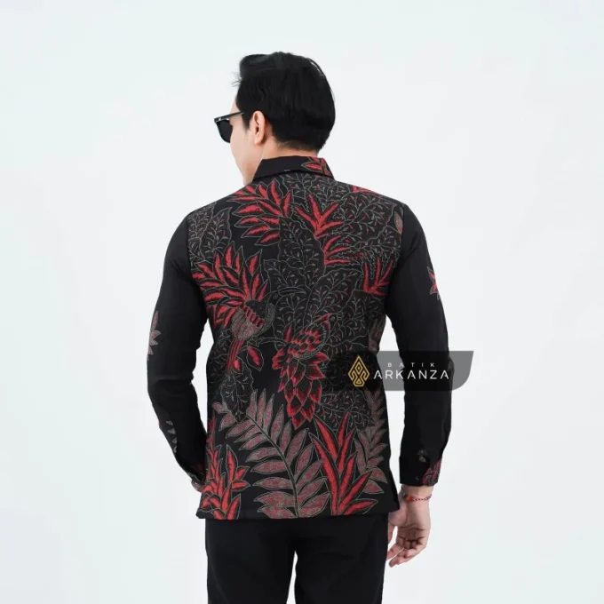 Kemeja Batik Dobby Slimfit Motif Rekta Merah