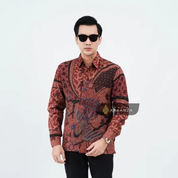 Kemeja Batik Dobby Slimfit Motif Sambernyawa Merah