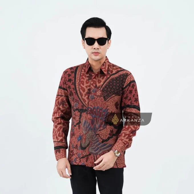 Kemeja Batik Dobby Slimfit Motif Sambernyawa Merah