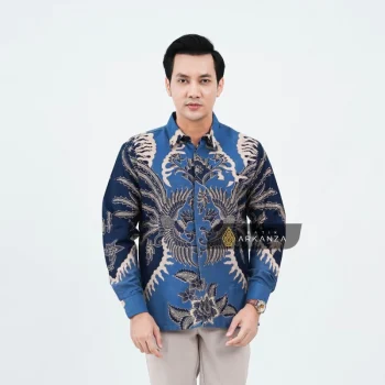Kemeja Batik Dobby Slimfit Motif Cendrawasih Biru